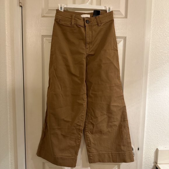 Khaki Wide Leg Crop Size 4 - Picture 1 of 3